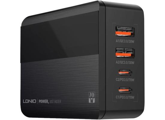 LDNIO A4808Q 70W GaN SUPER FAST CHARGING Desktop Charging for mobile phone and laptop with CE certification - Black
